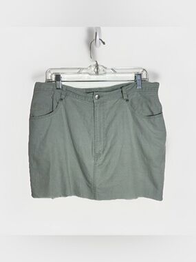 Vtg LL Bean Mini Skirt Women Sz 16/XL Linen Cotton Micro Raw Hem Denim Summer